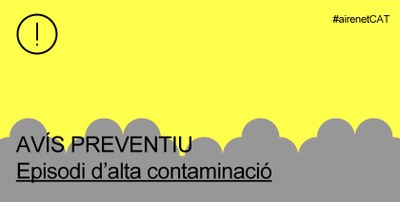 Es manté l'avís preventiu per PM10 a tot Catalunya