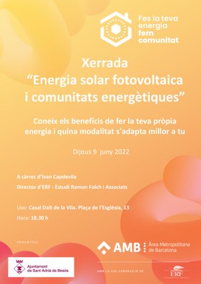 Xerrada "Energia solar fotovoltaica i comunitats energètiques"